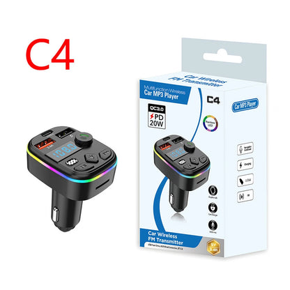 West Biking Bluetooth 5.3 Car FM Transmitter & MP3 Player with Hands-Free Calling, Fast USB Car Charger, TF Card & USB Drive Support