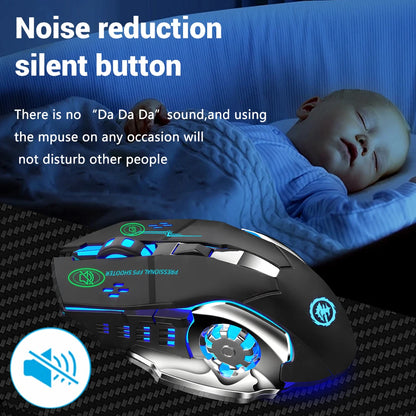 Rechargeable Wireless Bluetooth Gaming Mouse – Silent Click, RGB Backlit, 2.4G USB for PC & Laptop