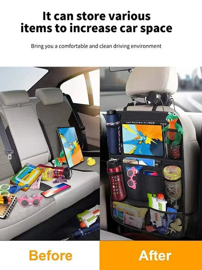 Car Seat Storage Organizer Multifunctional Oxford Fabric Car Back Multi Pocket Storage Bag with Touch Screen Tablet Holder