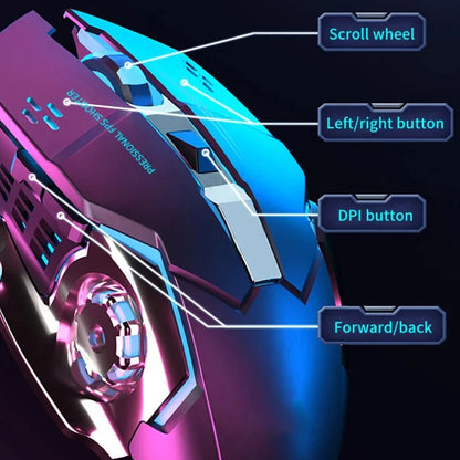 Rechargeable Wireless Bluetooth Gaming Mouse – Silent Click, RGB Backlit, 2.4G USB for PC & Laptop