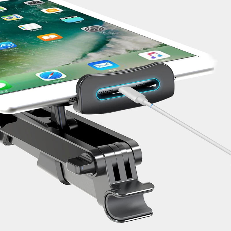 Universal Telescopic Car Headrest Phone & Tablet Holder – Adjustable 360° Rotating Rear Seat Mount Stand for 4–11 Inch Smartphones & Tablets
