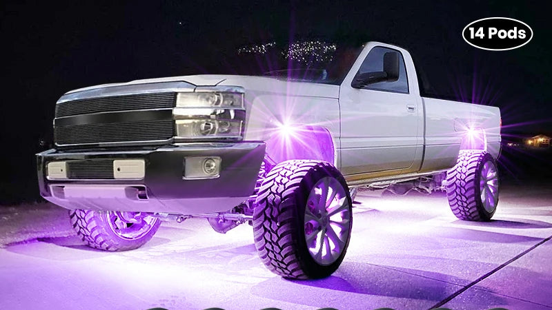 Honalia RGB LED Rock Lights Kit for Trucks, SUVs, ATV & UTV – Bluetooth App Control, IP68 Waterproof Multi-Color Underglow Lighting, 4/6/8/10/12 Pods
