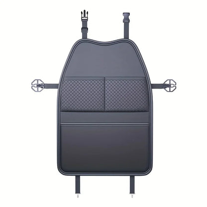 Premium PU Leather Car Seat Back Protector with Tablet Holder | Kick-Proof Backseat Organizer with Storage Pockets | Universal Fit