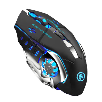 Rechargeable Wireless Bluetooth Gaming Mouse – Silent Click, RGB Backlit, 2.4G USB for PC & Laptop