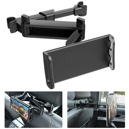 Universal Telescopic Car Headrest Phone & Tablet Holder – Adjustable 360° Rotating Rear Seat Mount Stand for 4–11 Inch Smartphones & Tablets