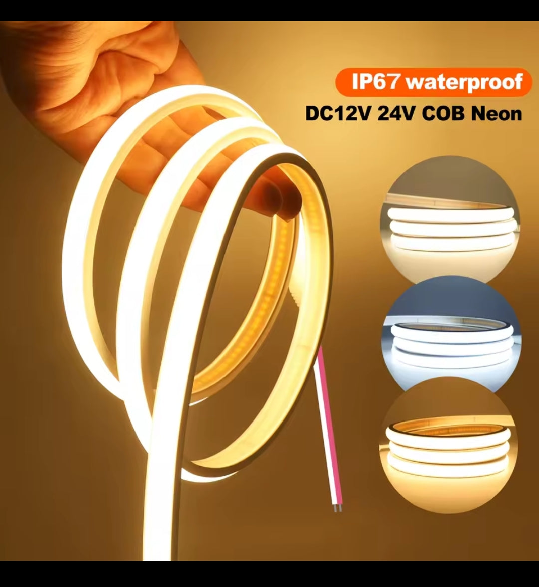 💡 Flexible COB LED Strip Lights (Waterproof)
Upgrade your space with high-quality COB LED strip lighting, designed for modern home decoration and creative lighting setups.